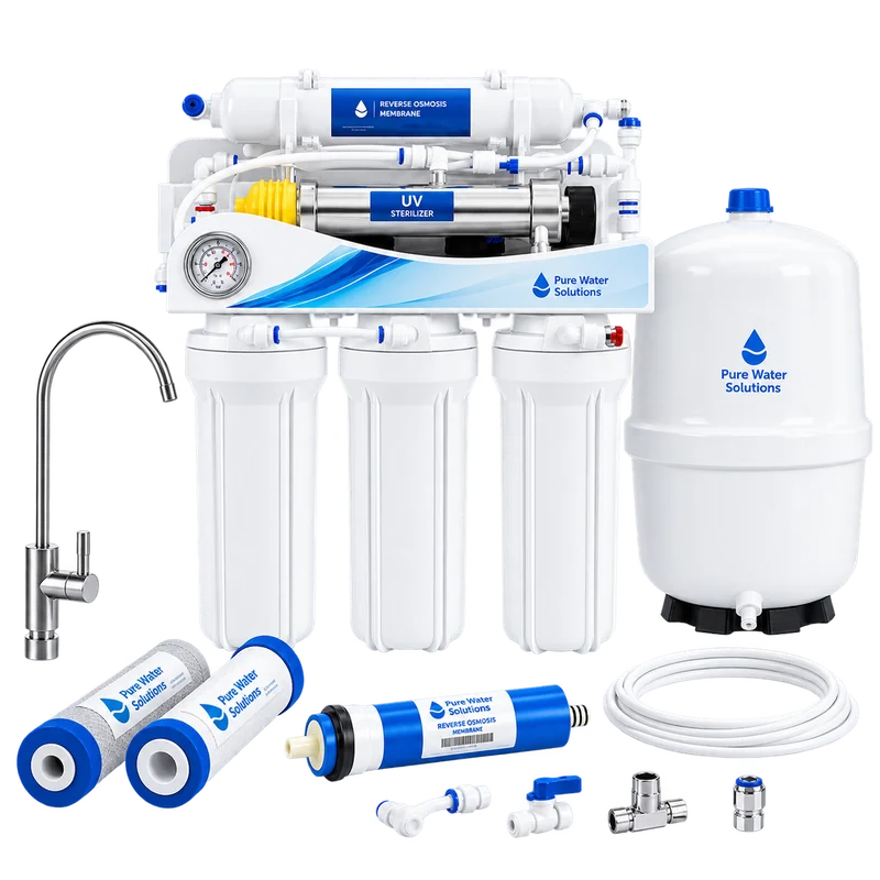 Reverse osmosis system with UV steriliser