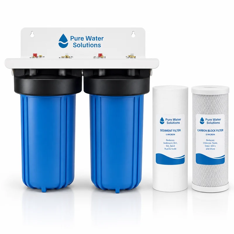 Dual-stage whole-house sediment and carbon filter
